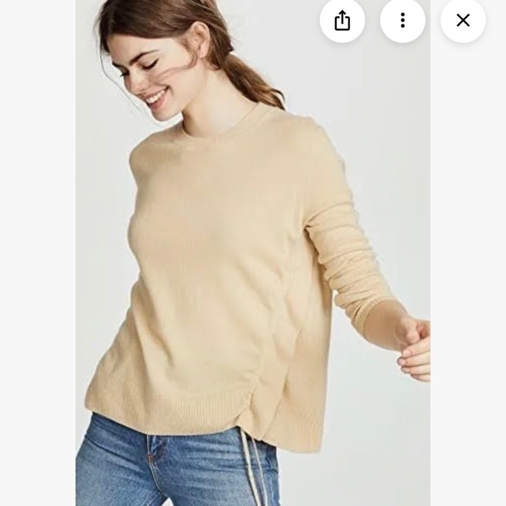 Vince 100% Cashmere Side Cinched Camel Crewneck women's sweater, Medium